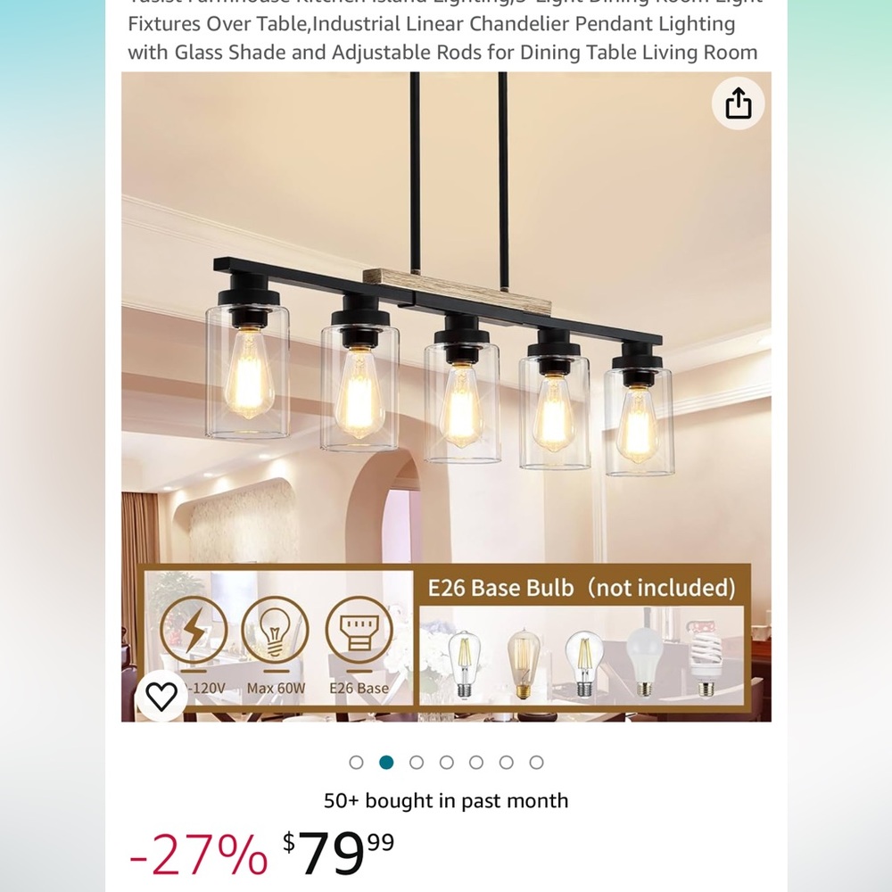 five light glass pendant light fixture vintage farmhouse, antique style